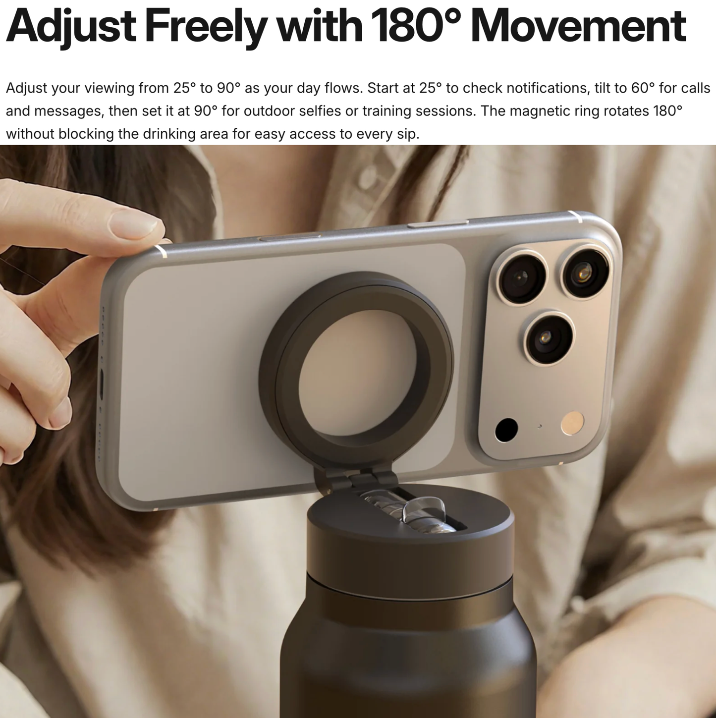 AMAZINGTHING 800ml Insulated Stainless Steel Water Bottle with MagSafe Phone Holder