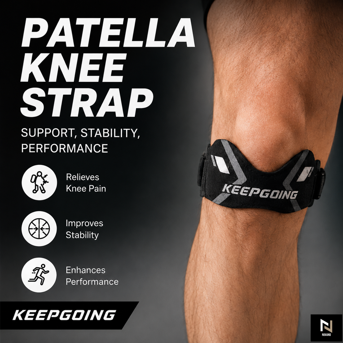 Nuvano Adjustable Patella Knee Support Strap