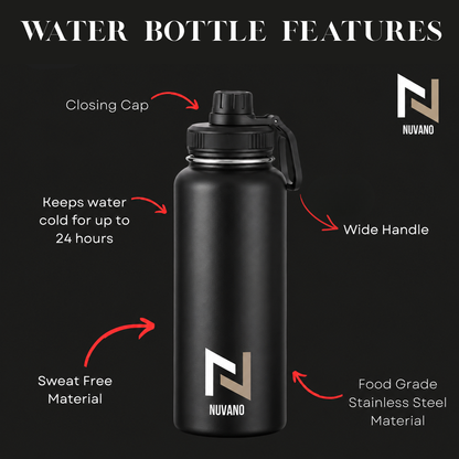 Nuvano Insulated 900ml Stainless Steel Water Bottle