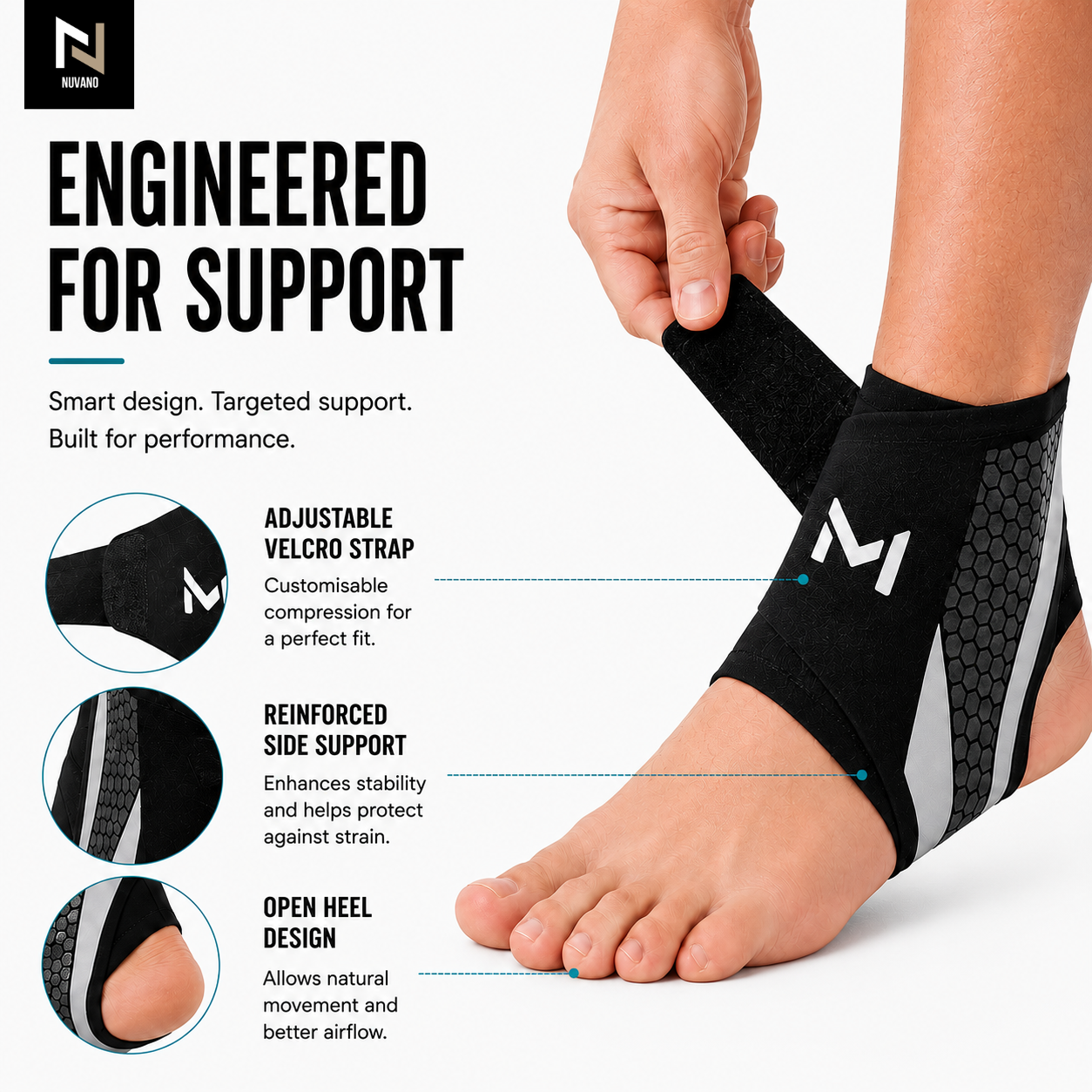 Nuvano Adjustable Ankle Support Brace