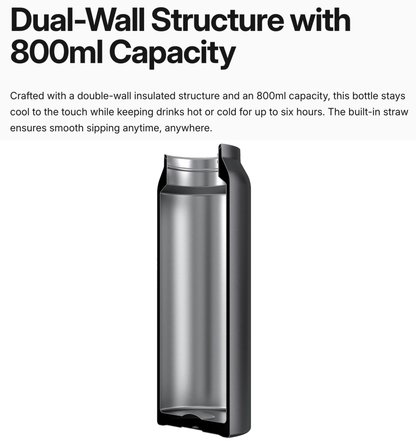 AMAZINGTHING 800ml Insulated Stainless Steel Water Bottle with MagSafe Phone Holder