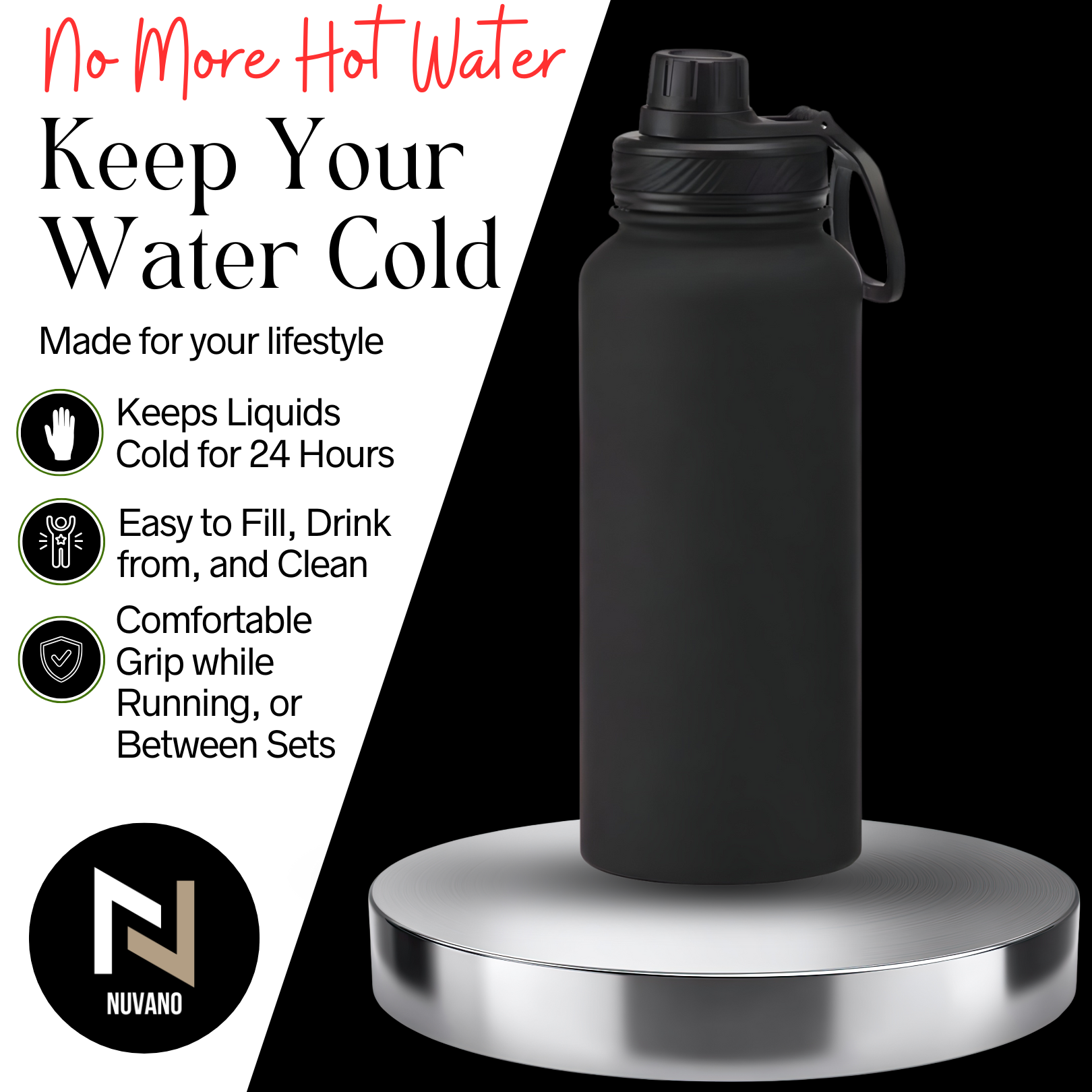 Nuvano Insulated 600ml Stainless Steel Water Bottle