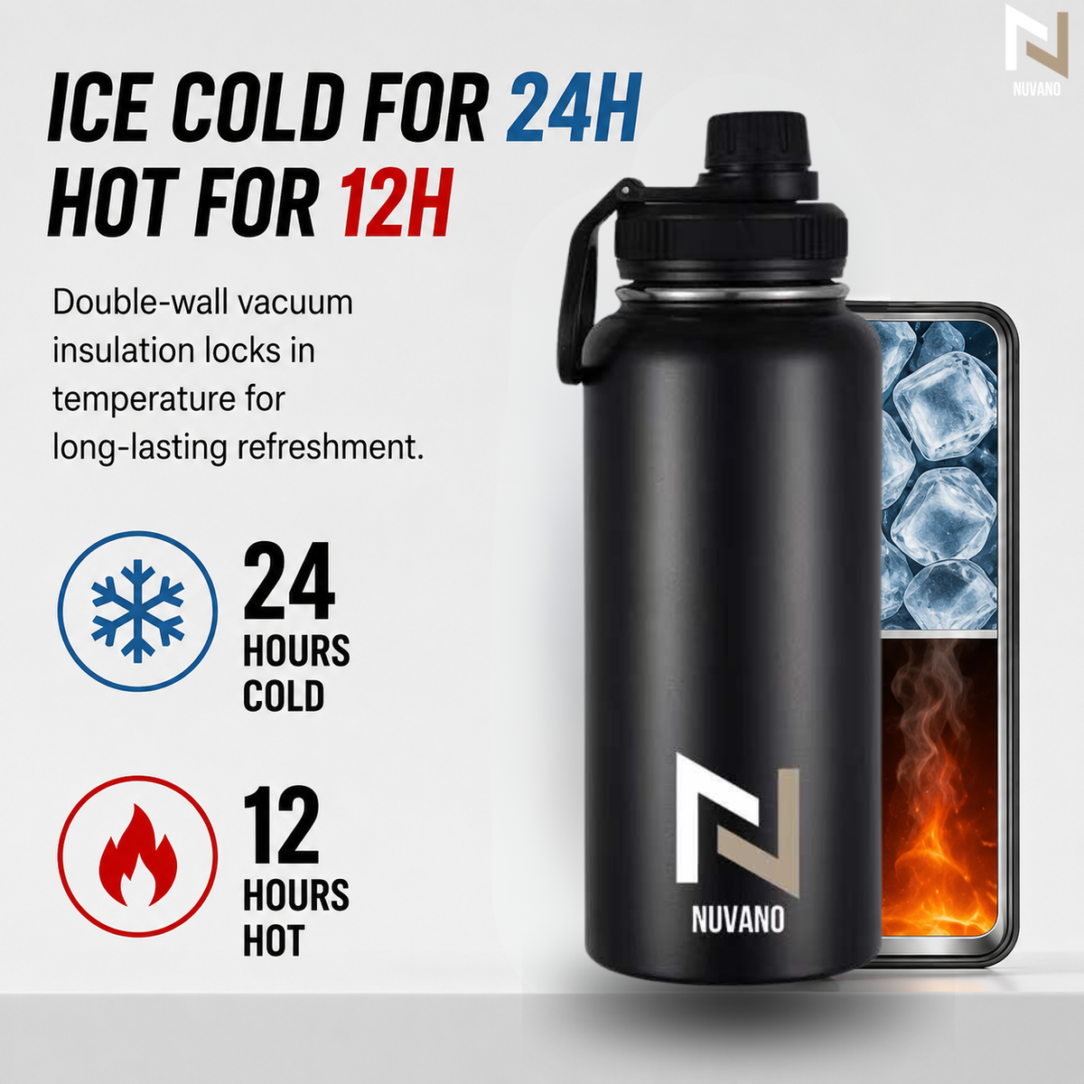 Nuvano Insulated 900ml Stainless Steel Water Bottle