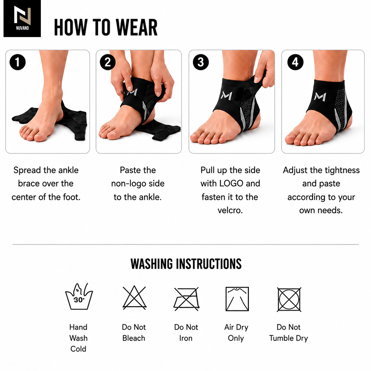 Nuvano Adjustable Ankle Support Brace