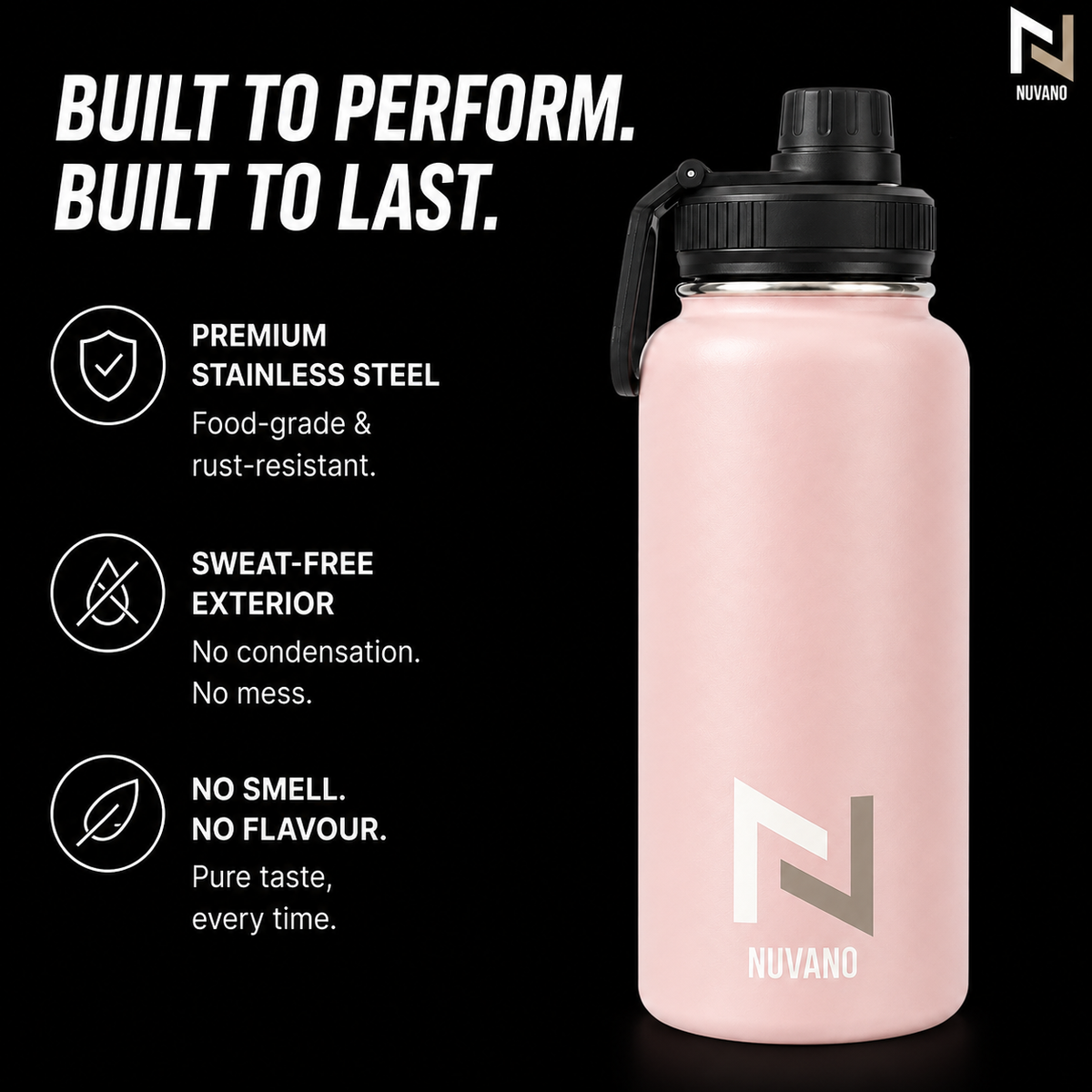 Nuvano Insulated 900ml Stainless Steel Water Bottle