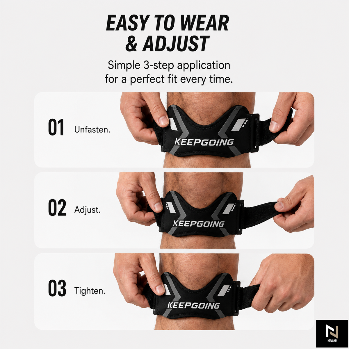 Nuvano Adjustable Patella Knee Support Strap