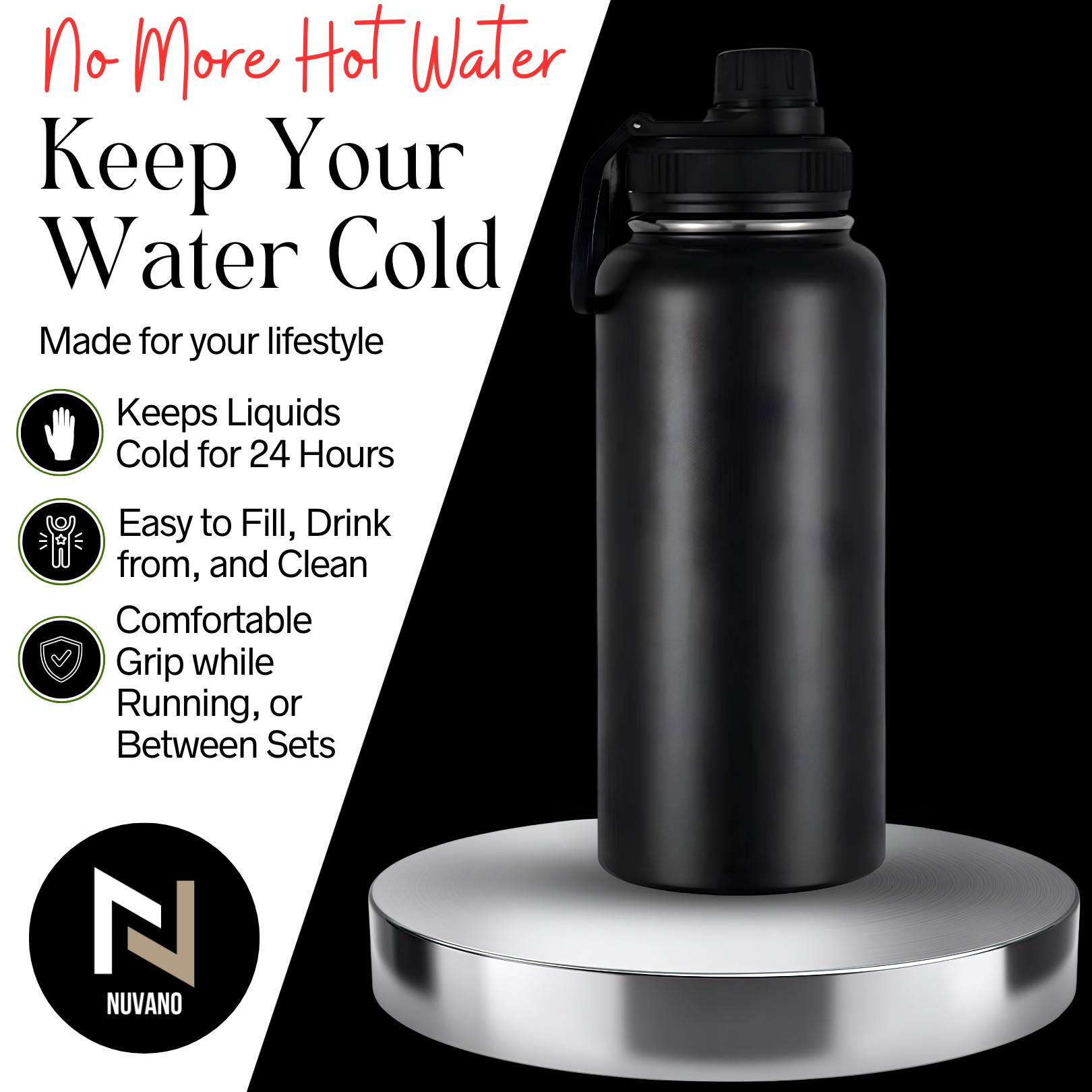 Nuvano Insulated 900ml Stainless Steel Water Bottle